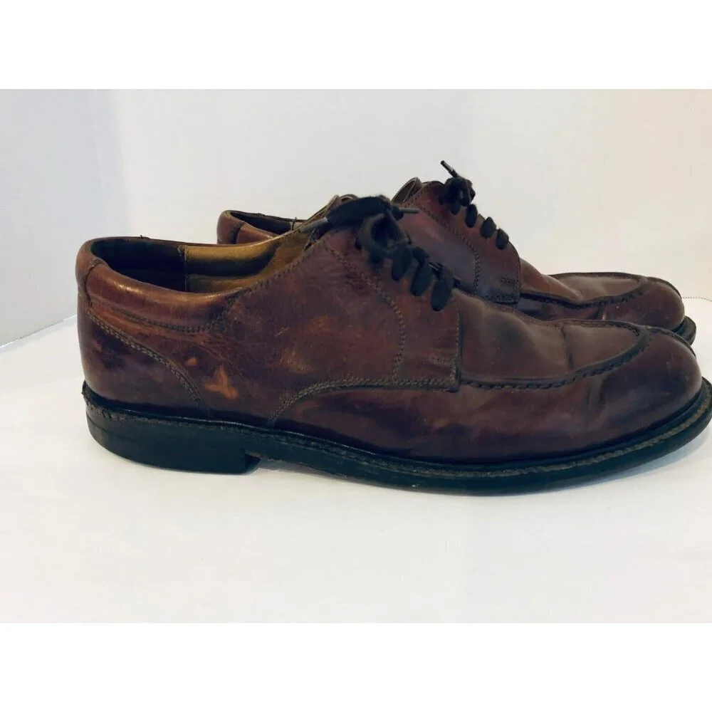 Johnston & Murphy Mens Size 10.5 Shoes Oxford Brown Lace Up Leather Italy